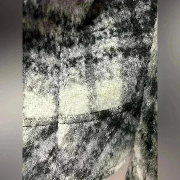 Guess Black & White Plaid 3/4 Wide Sleeve wool blend Moto Jacket Size Medium - Picture 7 of 14